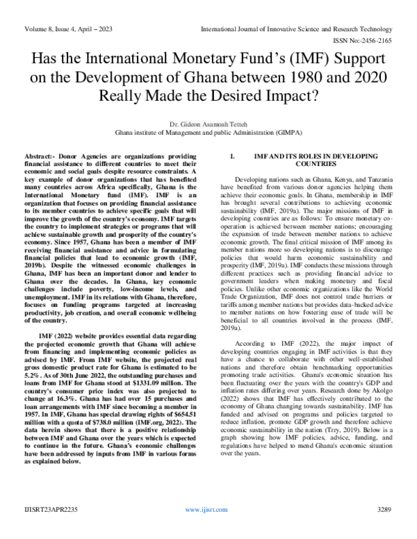 (PDF) Has the International Monetary Fund's (IMF) Support on the ...