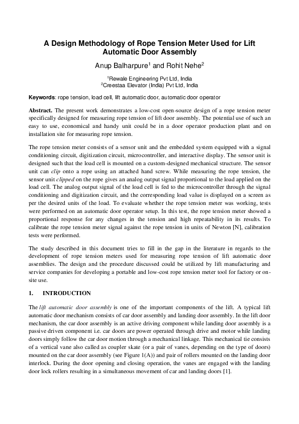 (PDF) A Design Methodology of Rope Tension Meter Used for Lift ...