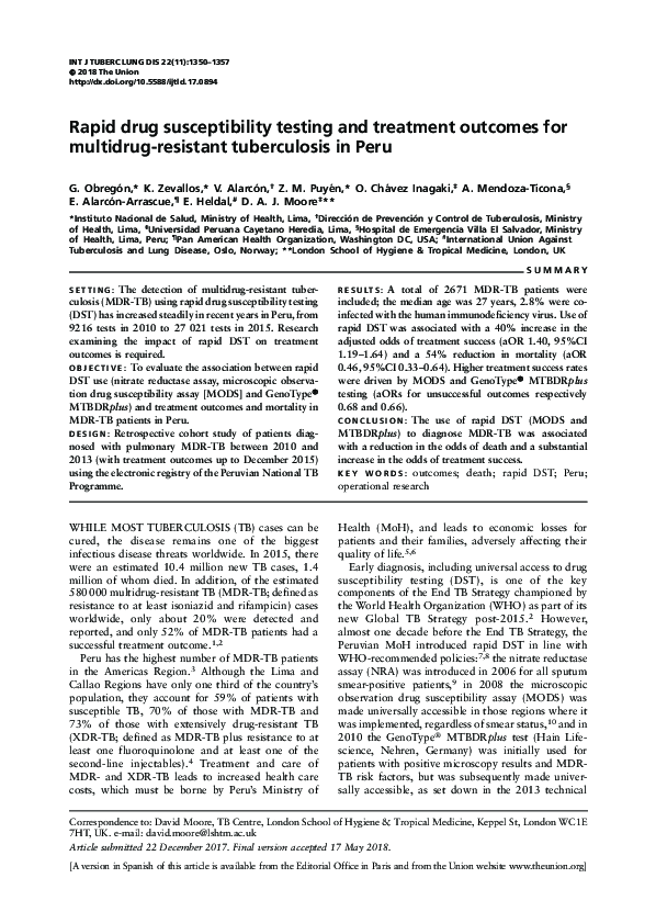 (PDF) Rapid drug susceptibility testing and treatment outcomes for ...