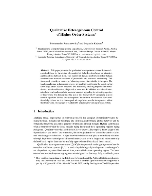 (PDF) Qualitative Heterogeneous Control of Higher Order Systems