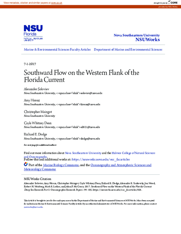 (PDF) Southward flow on the western flank of the Florida Current