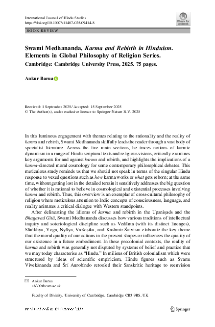 (PDF) Ankur Barua’s Review of Karma and Rebirth in Hinduism in ...