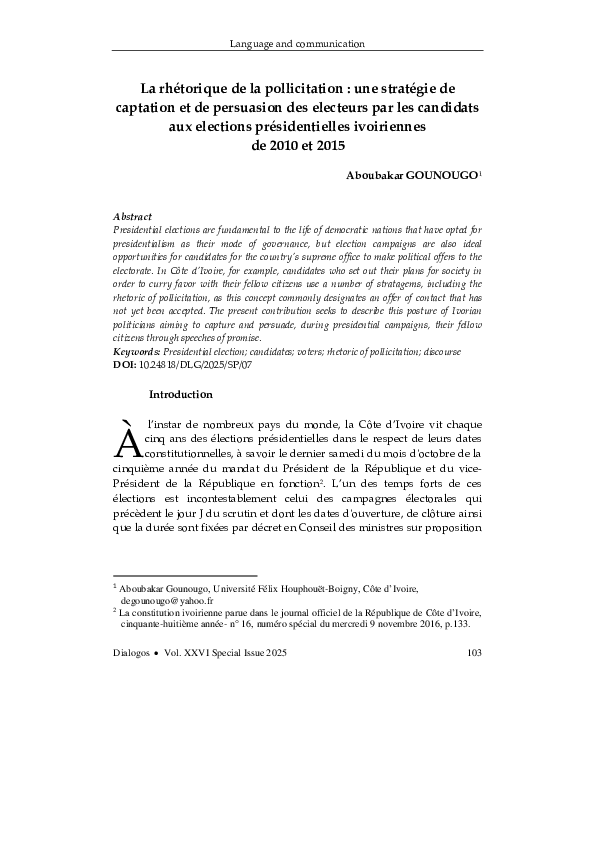 (PDF) La rhétorique de la pollicitation : une stratégie de captation et ...
