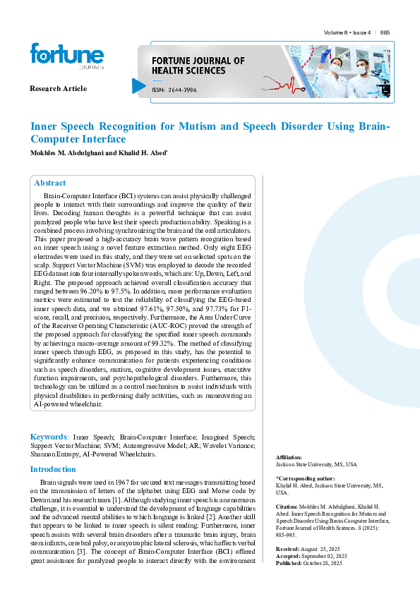 (PDF) Inner Speech Recognition for Mutism and Speech Disorder Using ...