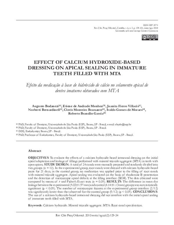 (PDF) Effect of Calcium Hydroxide-Based Dressing on Apical Sealing in ...
