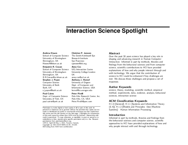 (PDF) Interaction science SIG