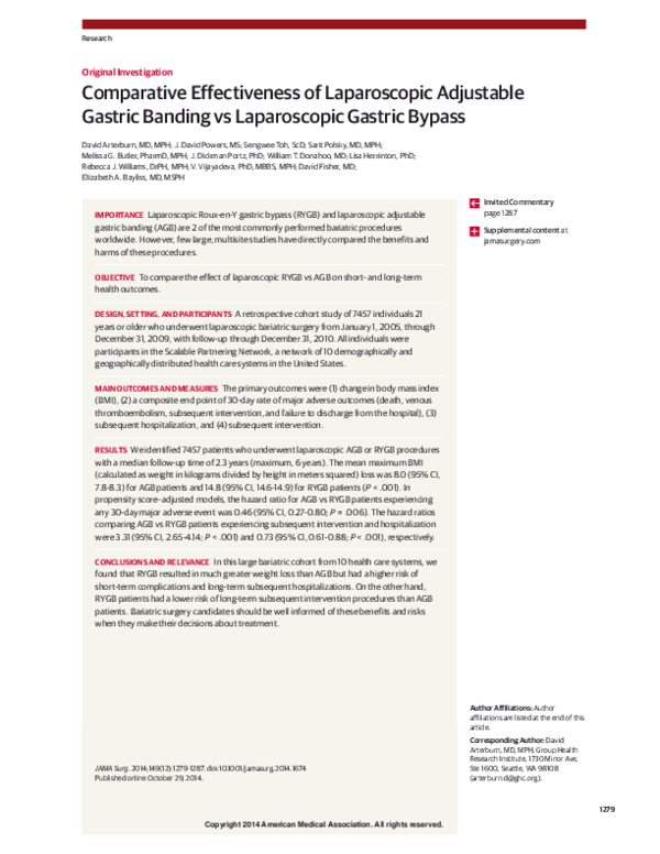(PDF) Comparative Effectiveness of Laparoscopic Adjustable Gastric ...