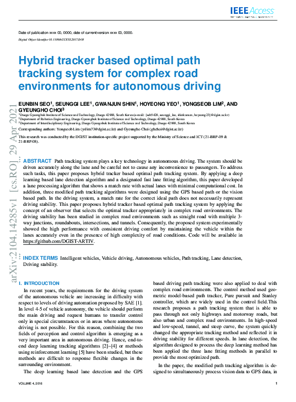 (PDF) Hybrid tracker based optimal path tracking system for complex ...
