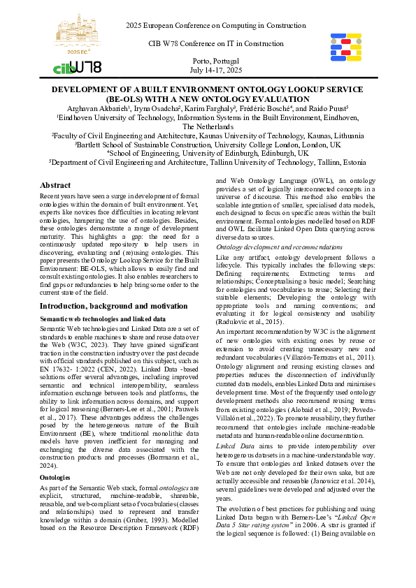 (PDF) Development of a Built Environment Ontology Lookup Service (BE ...