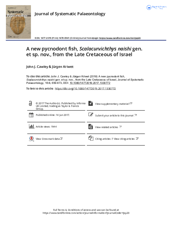 (PDF) A new pycnodont fish, Scalacurvichthys naishi gen. et sp. nov ...