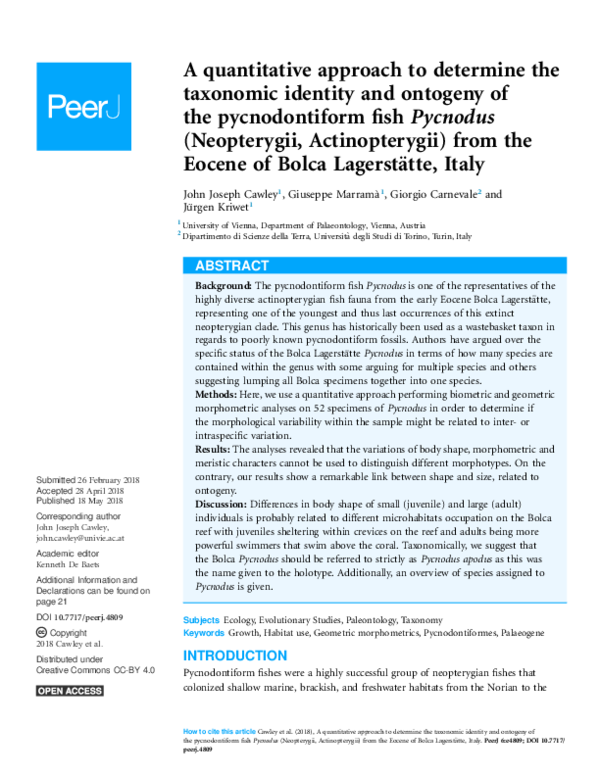 (PDF) A quantitative approach to determine the taxonomic identity and ...