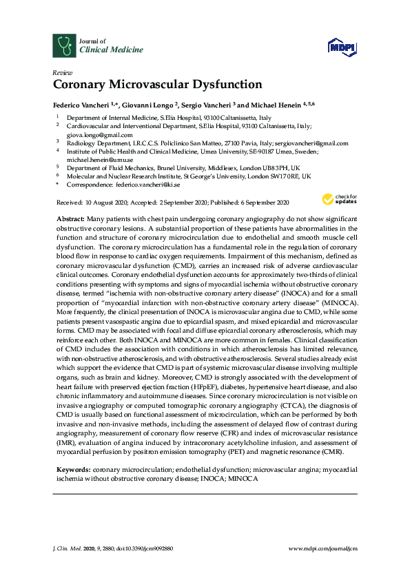 (PDF) Coronary Microvascular Dysfunction