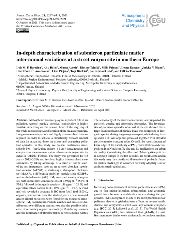 (PDF) In-depth characterization of submicron particulate matter inter ...
