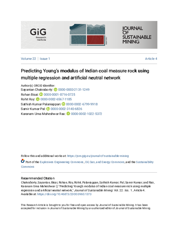 (PDF) Predicting Young’s modulus of Indian coal measure rock using ...