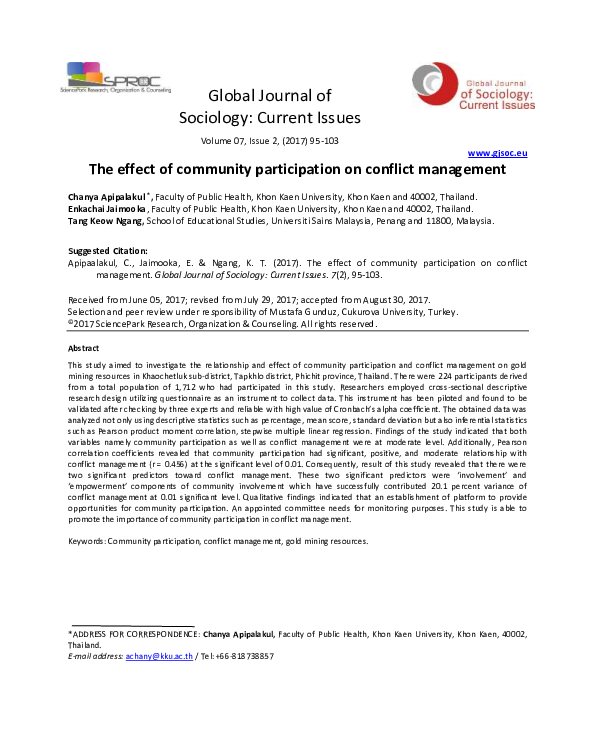 (PDF) The effect of community participation on conflict management