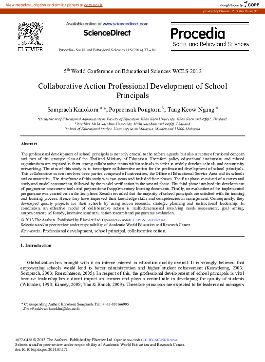 (PDF) Collaborative Action Professional Development of School Principals