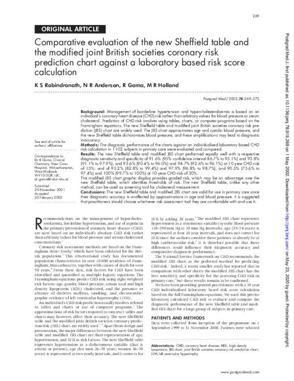 (PDF) Comparative evaluation of the new Sheffield table and the ...
