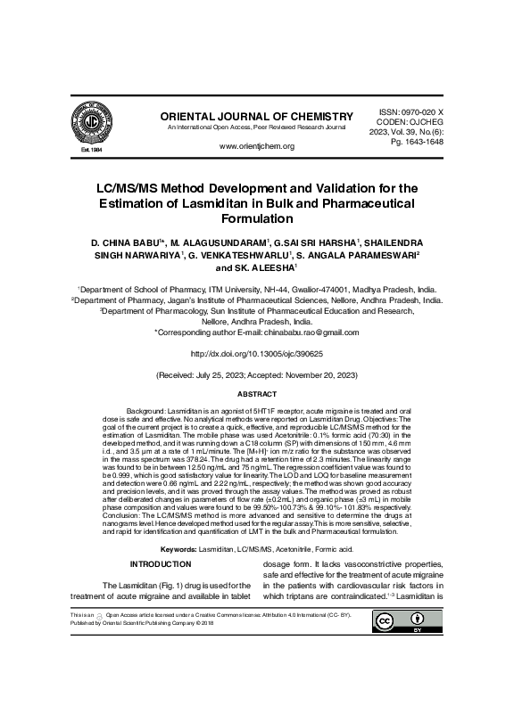 (PDF) LC/MS/MS Method Development and Validation for the Estimation of ...