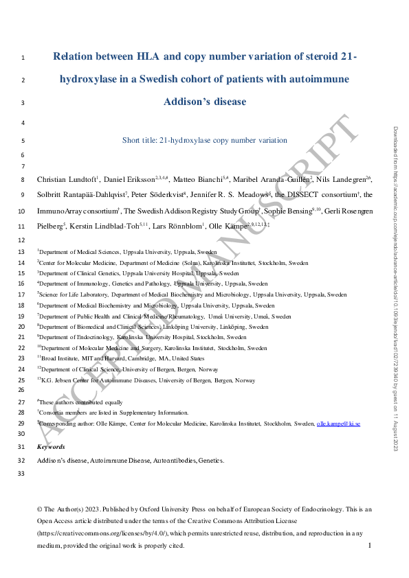 (PDF) Relation between HLA and copy number variation of steroid 21 ...