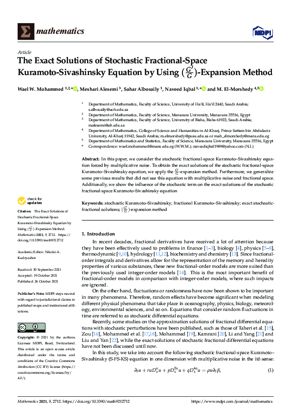 (PDF) The Exact Solutions of Stochastic Fractional-Space Kuramoto ...