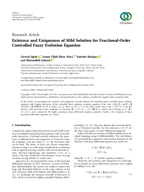(PDF) Existence and Uniqueness of Mild Solution for Fractional-Order ...