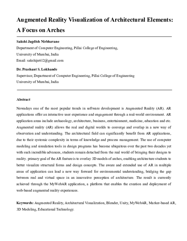 (PDF) Augmented Reality Visualization of Architectural Elements: A ...