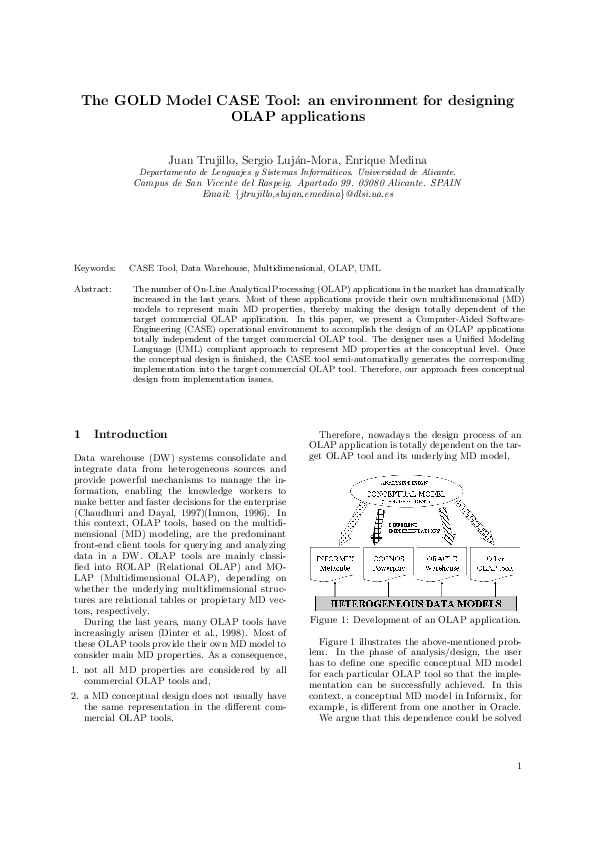 (PDF) The Gold Model Case Tool: An Environment for Designing OLAP ...