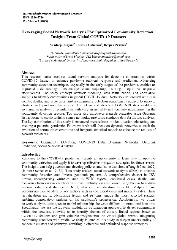 (PDF) Leveraging Social Network Analysis For Optimized Community ...