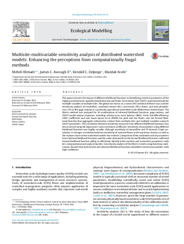 (PDF) Multisite-multivariable sensitivity analysis of distributed ...
