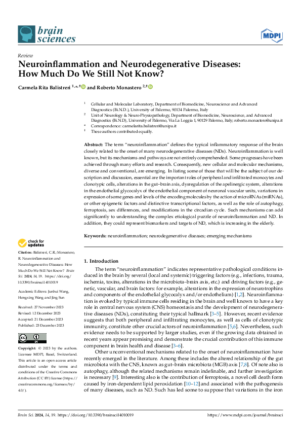 (PDF) Neuroinflammation and Neurodegenerative Diseases: How Much Do We ...