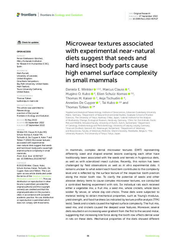 (PDF) Microwear textures associated with experimental near-natural ...