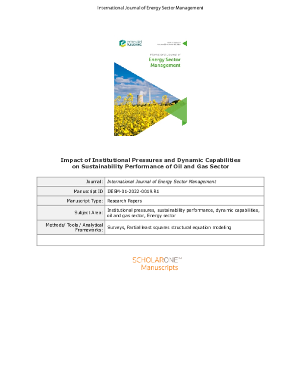 (PDF) Impact of institutional pressures and dynamic capabilities on ...
