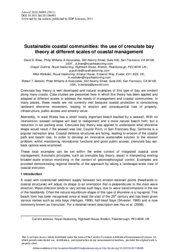 (PDF) Sustainable coastal communities: the use of crenulate bay theory ...