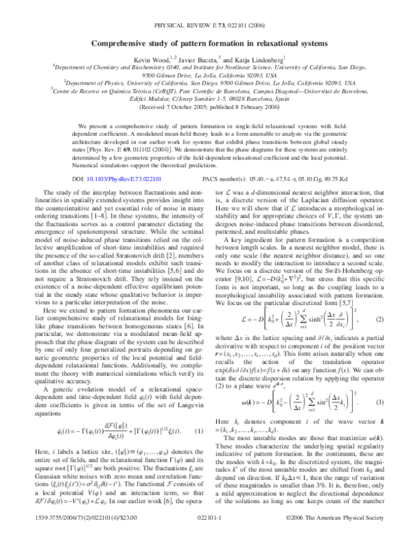 (PDF) Comprehensive study of pattern formation in relaxational systems