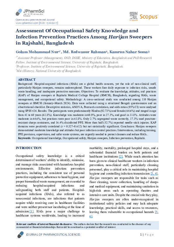 (PDF) Assessment Of Occupational Safety Knowledge and Infection ...