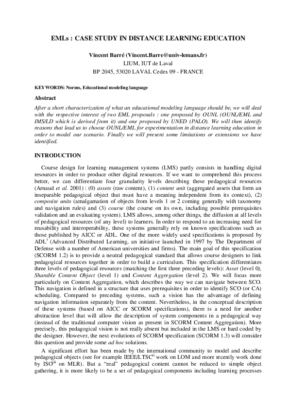 (PDF) EMLs : case study in distance learning education