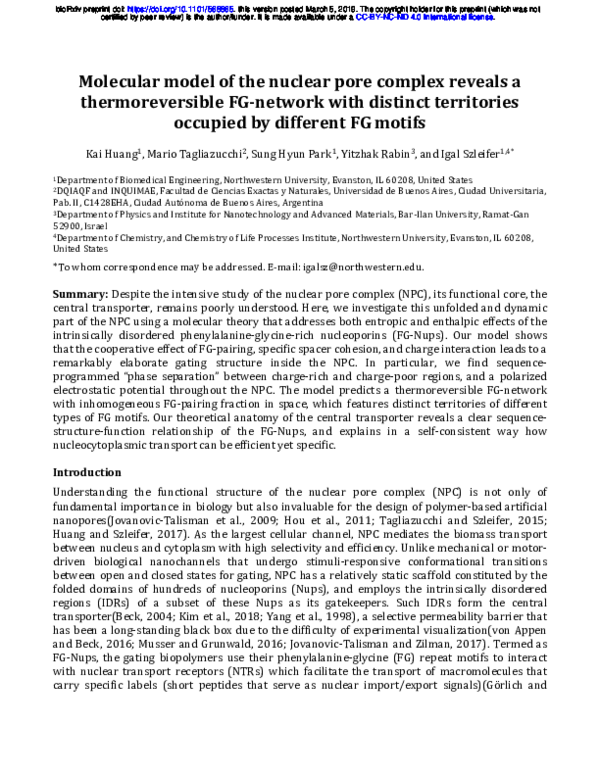 (PDF) Molecular model of the nuclear pore complex reveals a ...