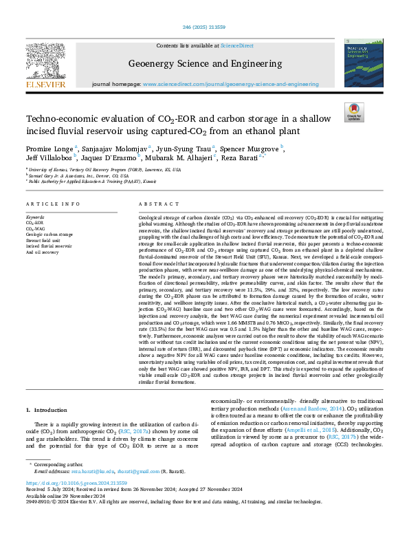 (PDF) Techno economic evaluation of CO2 EOR and carbon storage