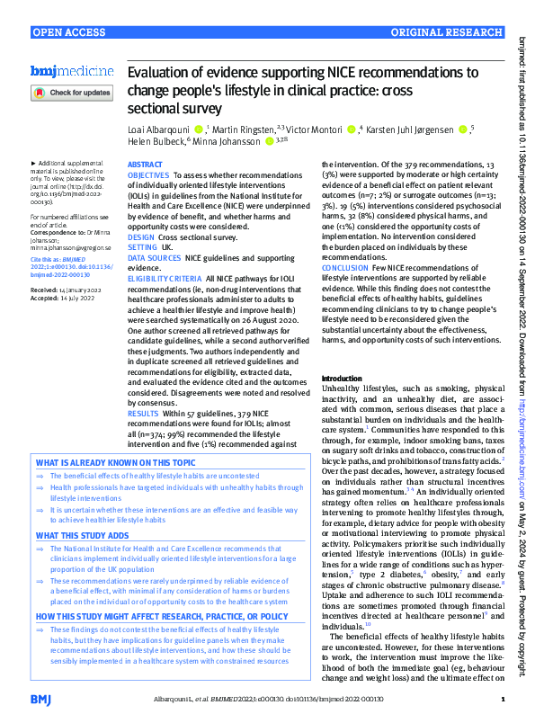 (PDF) Evaluation of evidence supporting NICE recommendations to change ...
