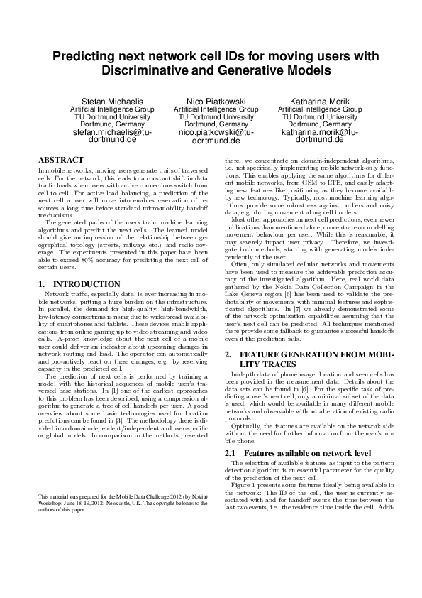 (PDF) Predicting next network cell IDs for moving users with ...