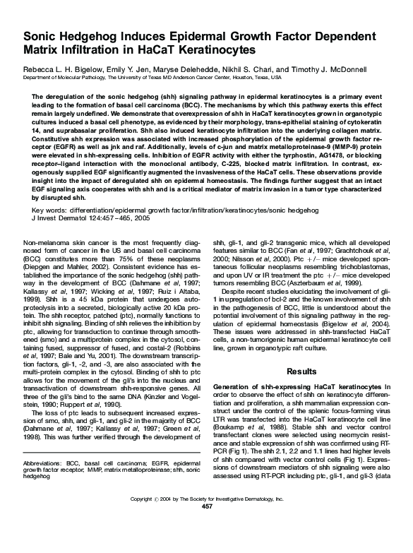(PDF) Sonic Hedgehog Induces Epidermal Growth Factor Dependent Matrix ...