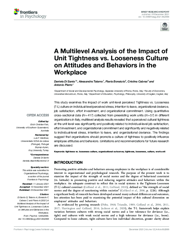 (PDF) A Multilevel Analysis of the Impact of Unit Tightness vs ...