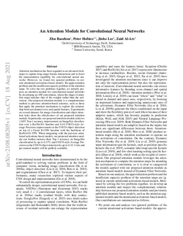 (PDF) An Attention Module for Convolutional Neural Networks