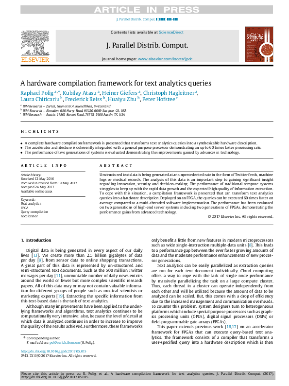 (PDF) A hardware compilation framework for text analytics queries