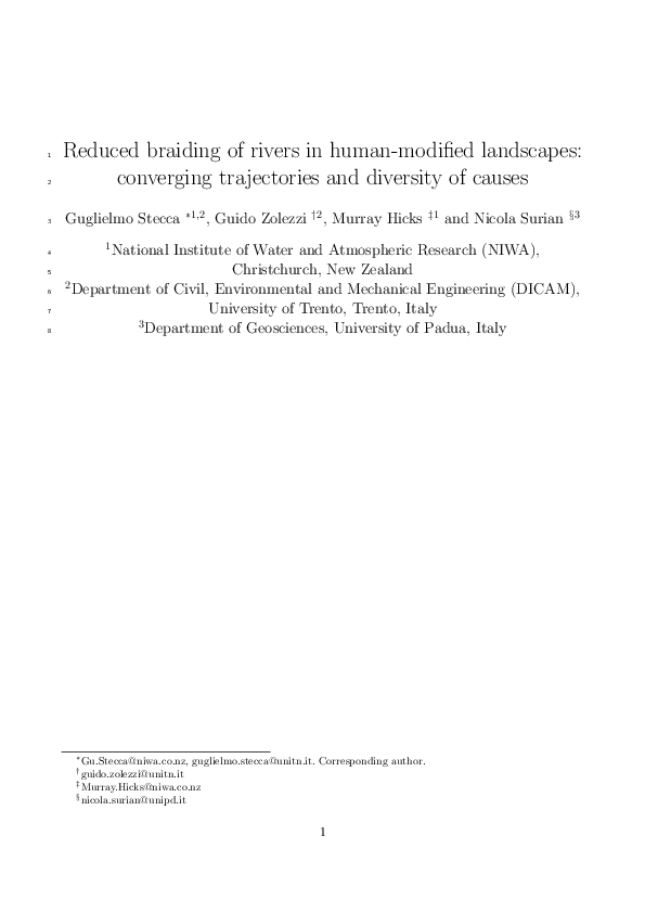(PDF) Reduced braiding of rivers in human-modified landscapes ...