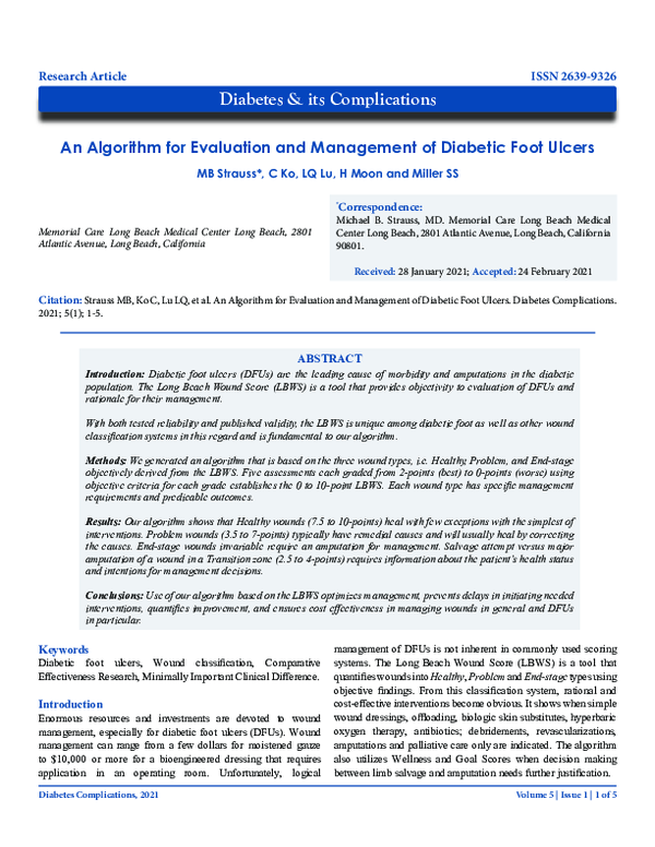 (PDF) An Algorithm for Evaluation and Management of Diabetic Foot Ulcers