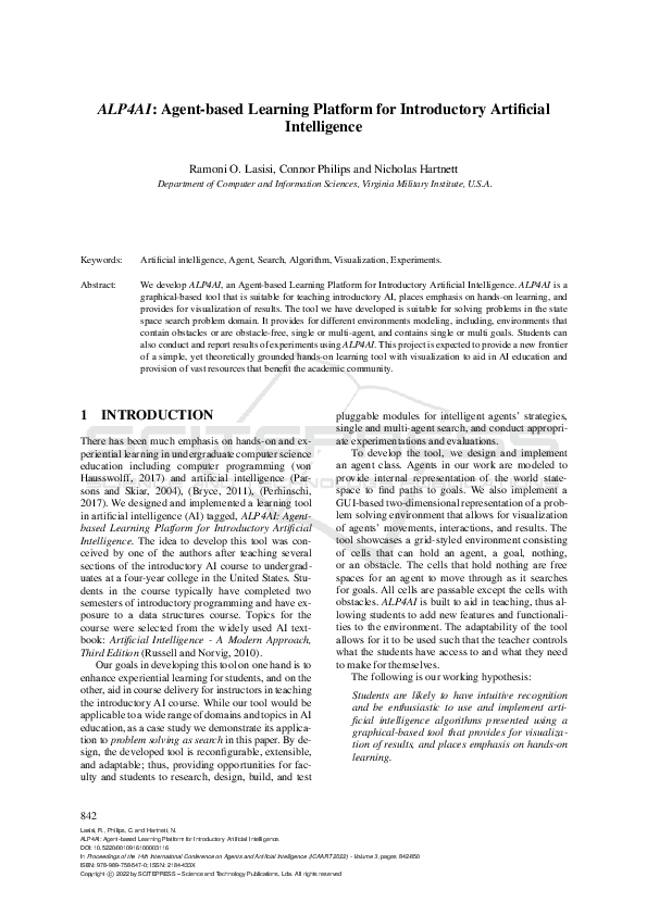(PDF) ALP4AI: Agent-based Learning Platform for Introductory Artificial ...