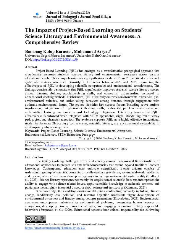 (PDF) The Impact of Project-Based Learning on Students' Science ...