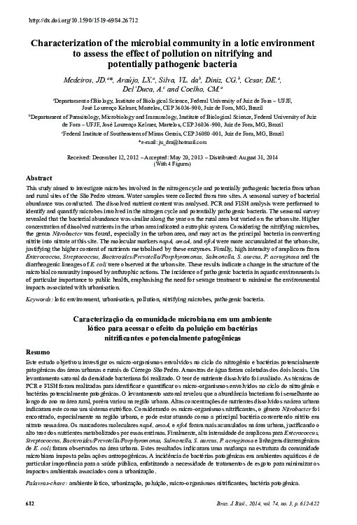(PDF) Characterization of the microbial community in a lotic ...
