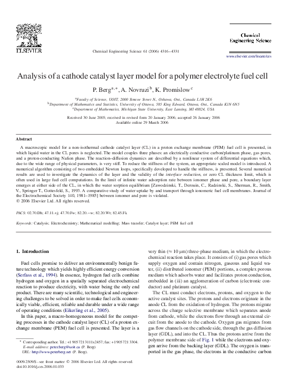(PDF) Analysis of a cathode catalyst layer model for a polymer ...